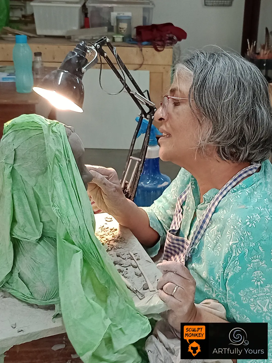 Kalpana Student Portrait Sculpture Bust WIP Class 05