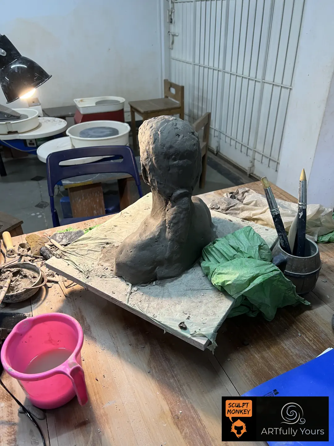 Kalpana Student Portrait Sculpture Bust Rear View Class 06